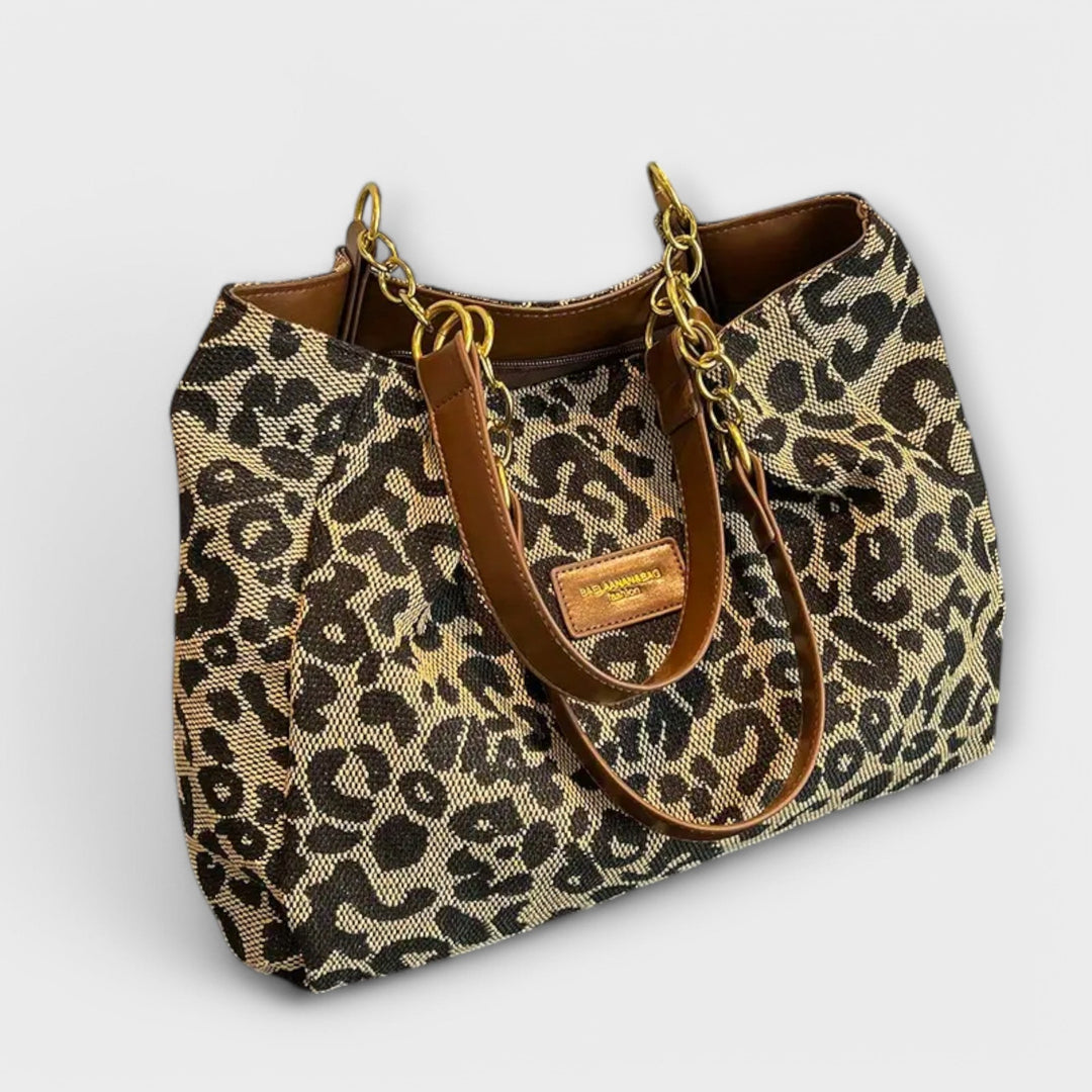 Linnea – Leopardmönstrad canvastoteväska