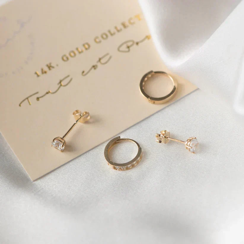 Birgitta – elegant set med guldstenörhängen