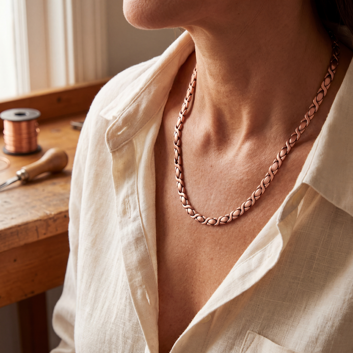 Yvonne – Handgjort halsband i flätad kedja
