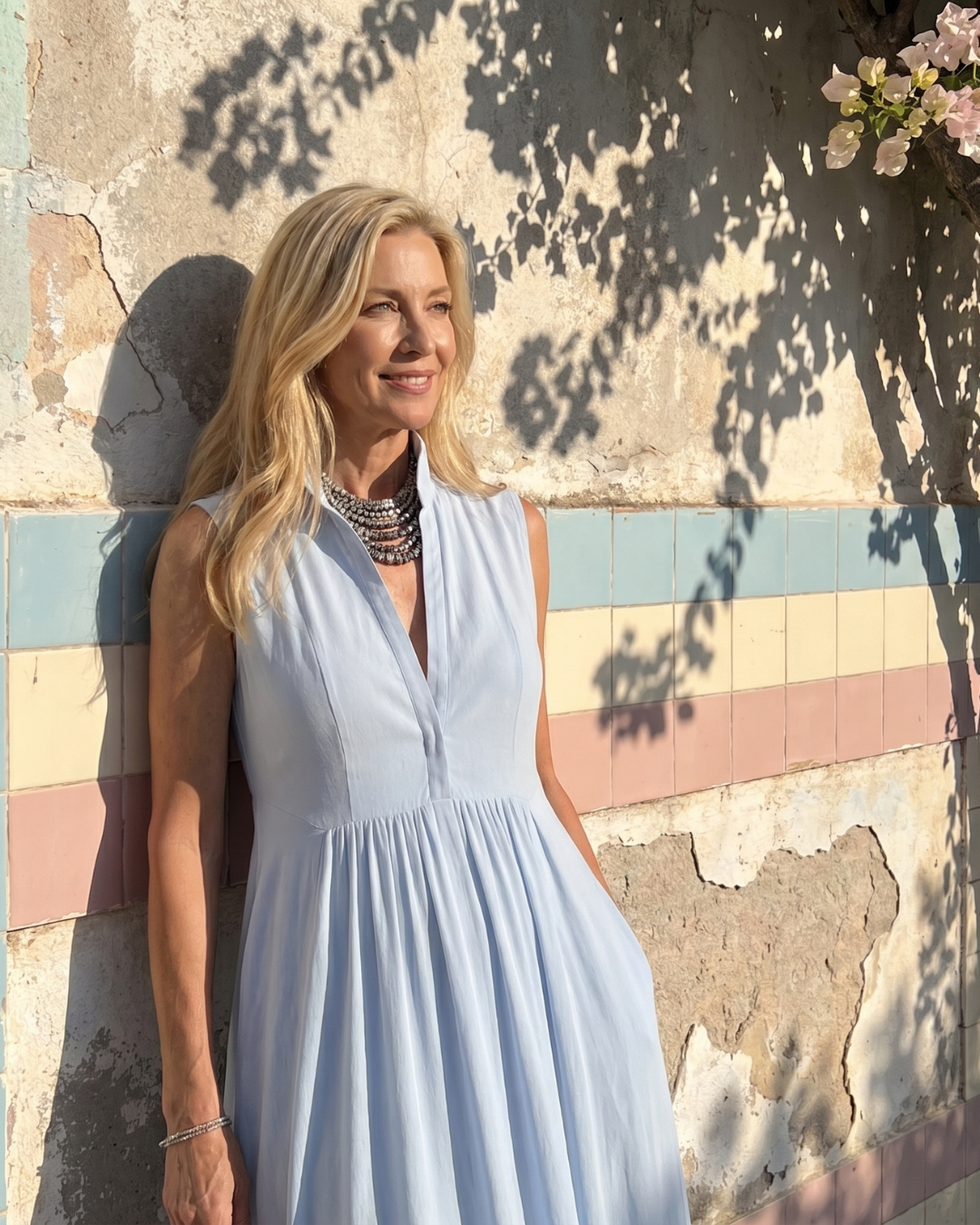Selma – Ärmlös overall med krage och vida ben