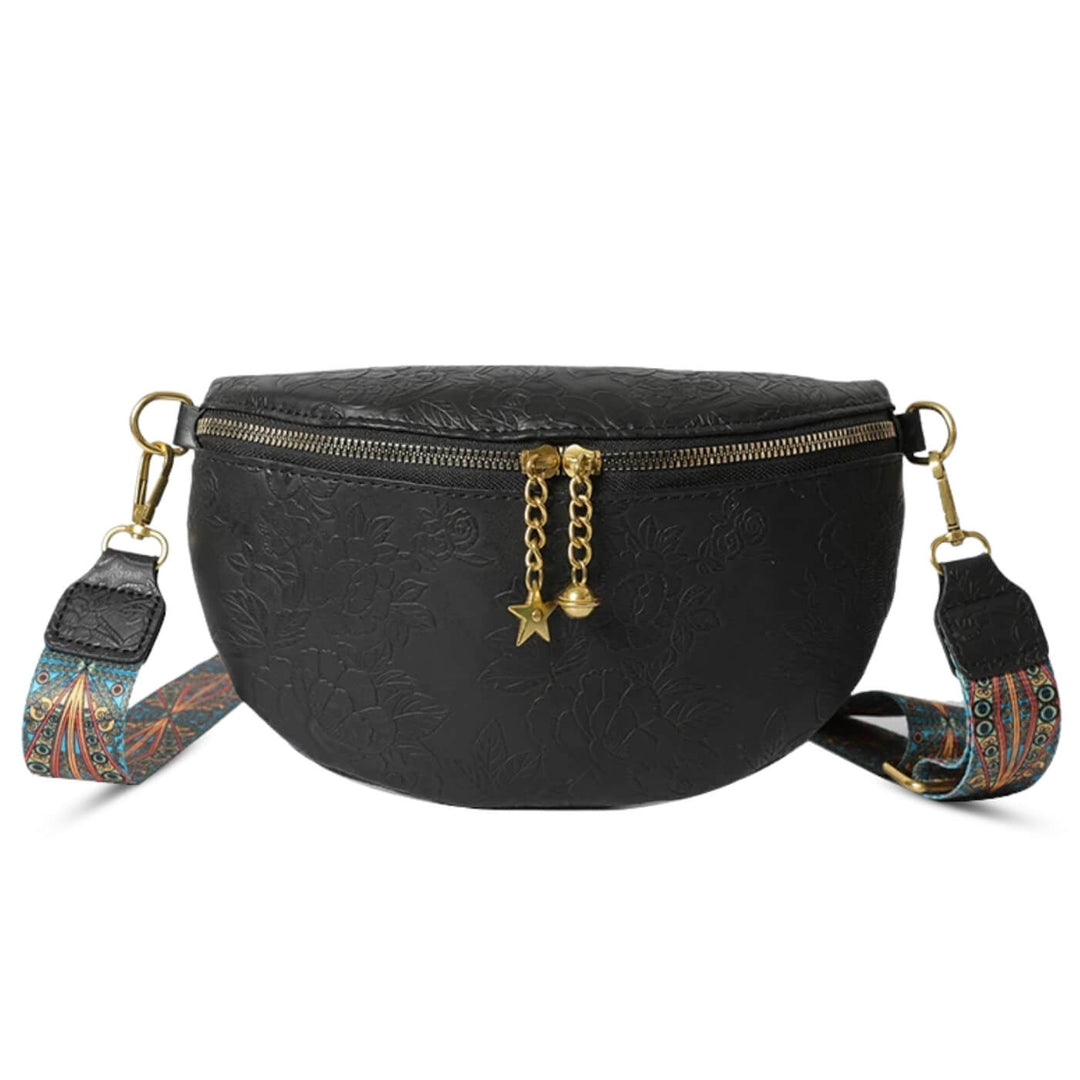 Asta – Handpräglad crossbodyväska med blommönster