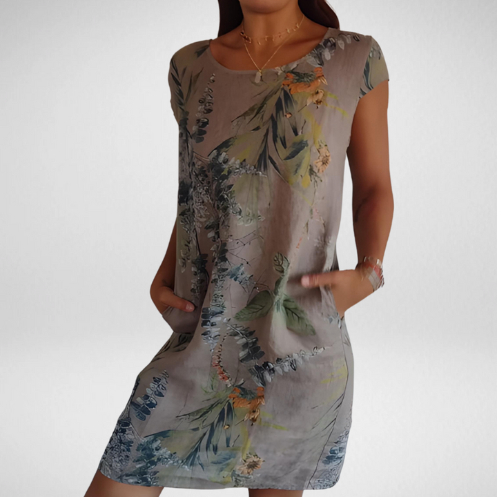 Freya™ - Sommarklänning för Kvinnor med Rund Halsringning och Fickor