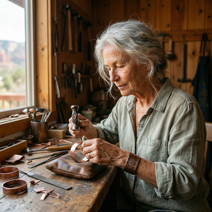 Marit – Kopparring med lövmönster