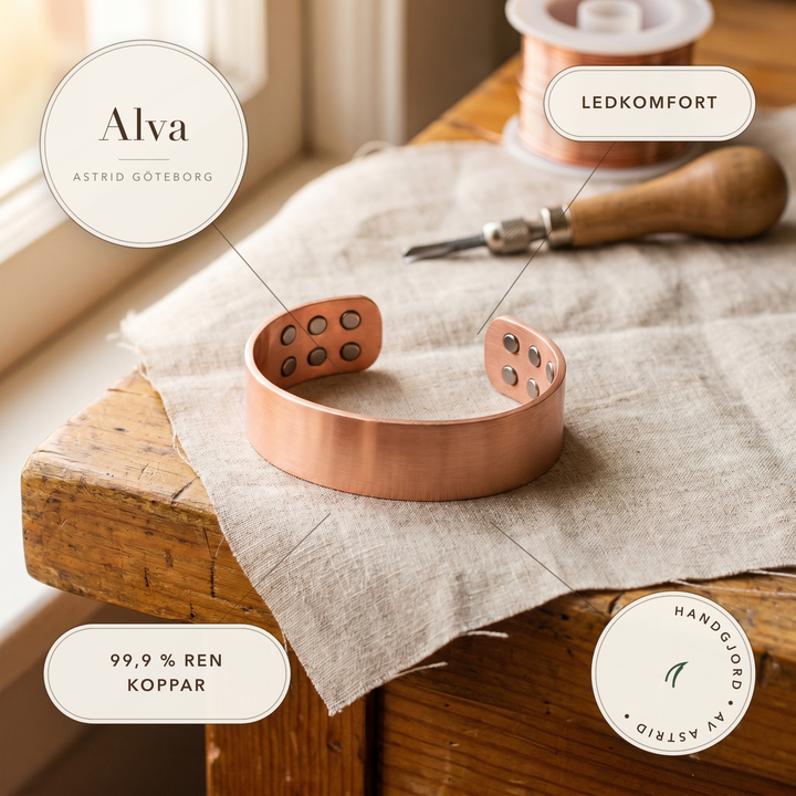 Alva – Bred manschettarmband i koppar