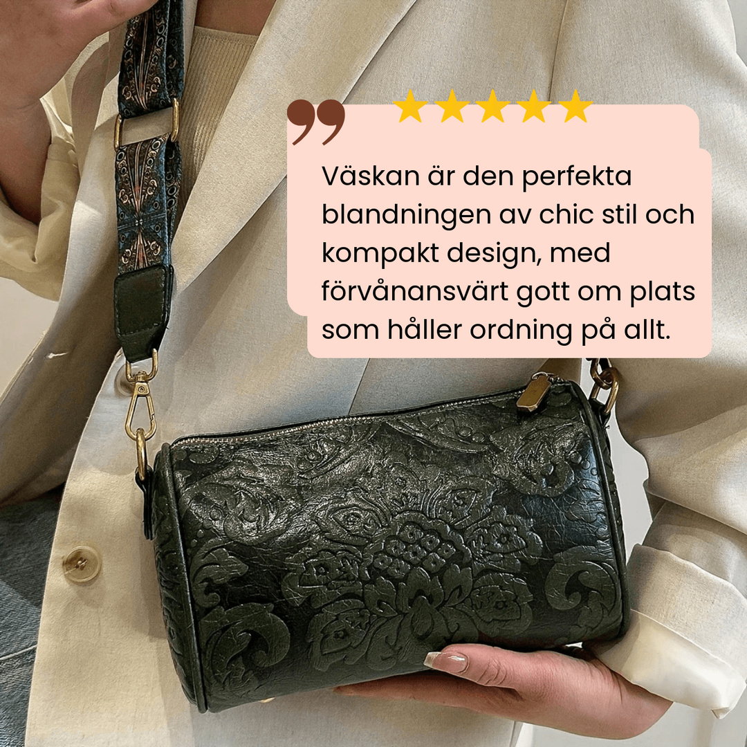 Alva – Cylinderväska med barockpräglat mönster