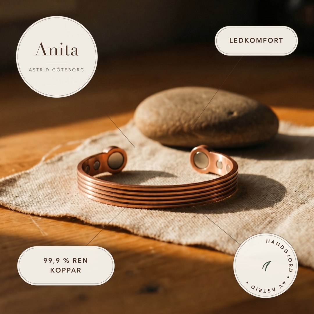 Anita – Handgjort koppararmband med räfflor
