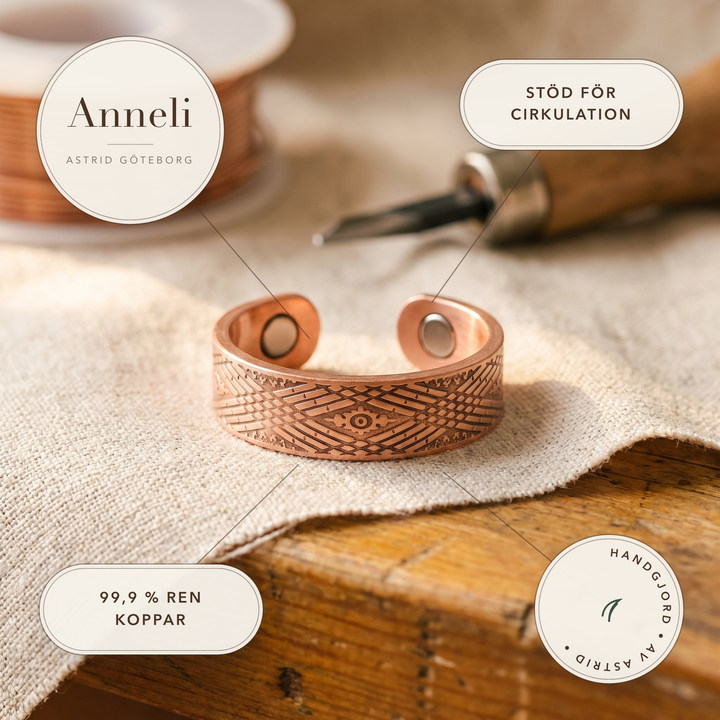 Anneli – Handgraverad ring i rent koppar
