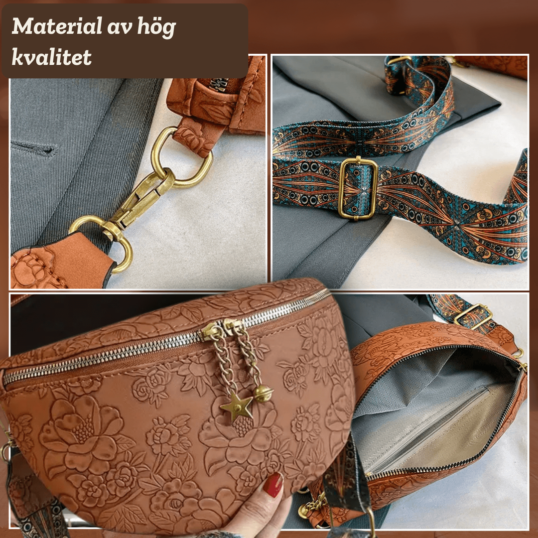 Asta – Handpräglad crossbodyväska med blommönster
