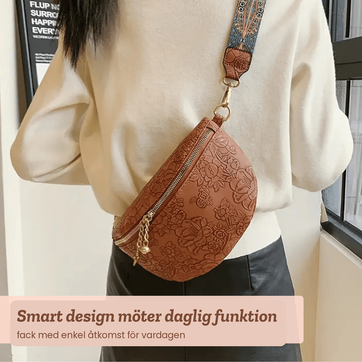 Asta – Handpräglad crossbodyväska med blommönster