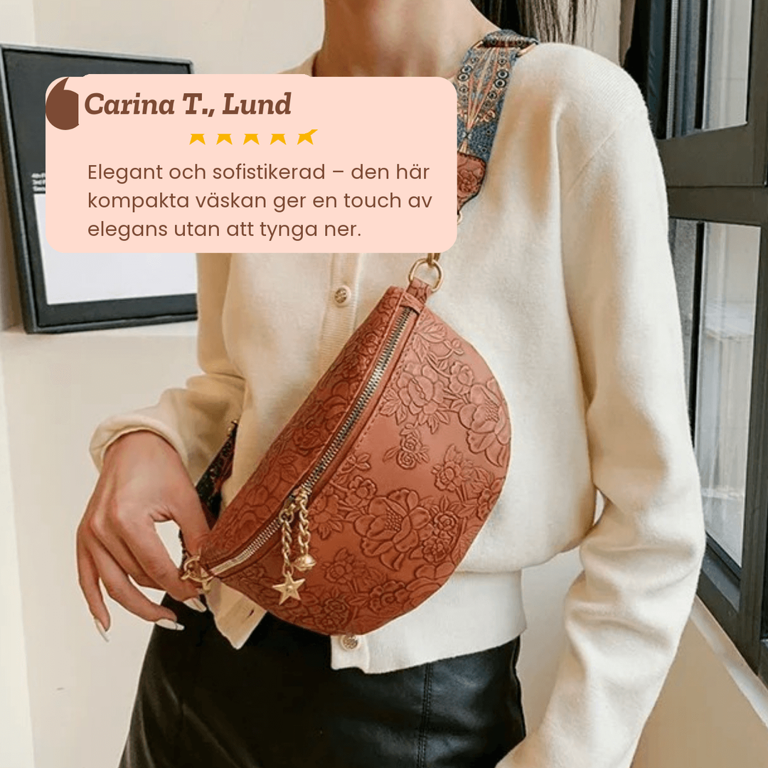 Asta – Handpräglad crossbodyväska med blommönster