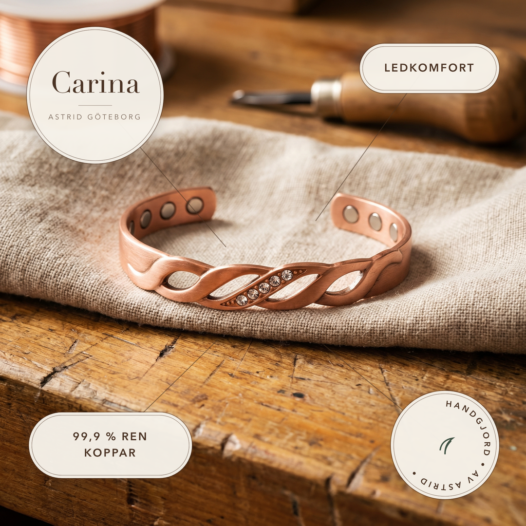 Carina – Flätad kopparmanchett med magneter