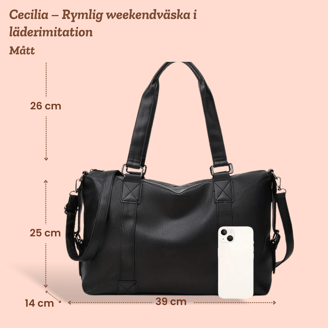 Cecilia – Rymlig weekendväska i läderimitation