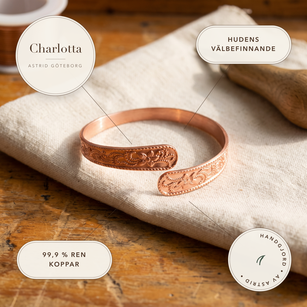 Charlotta – Handgraverat armband i koppar