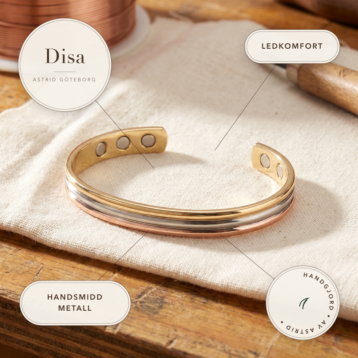 Disa – Magnetarmband i tre metalltoner
