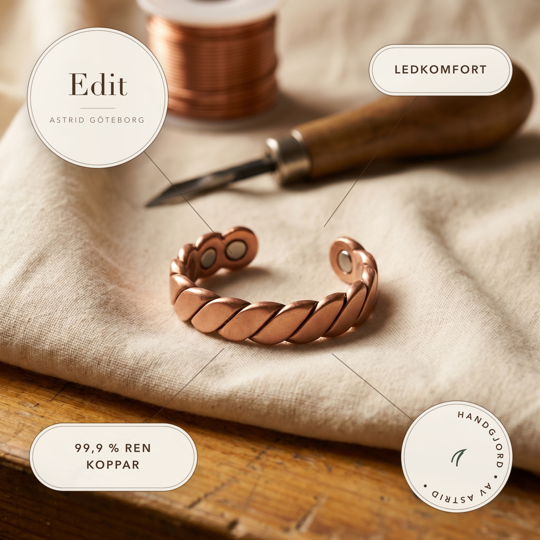 Edit – Handformat armband i rent koppar