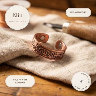 Elin – Handgraverat koppararmband med magneter