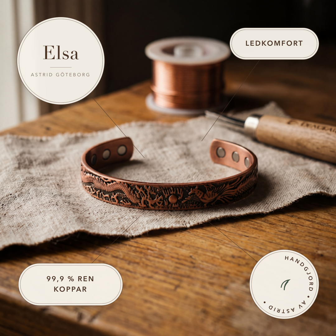 Elsa – Handpräglat koppararmband med magneter