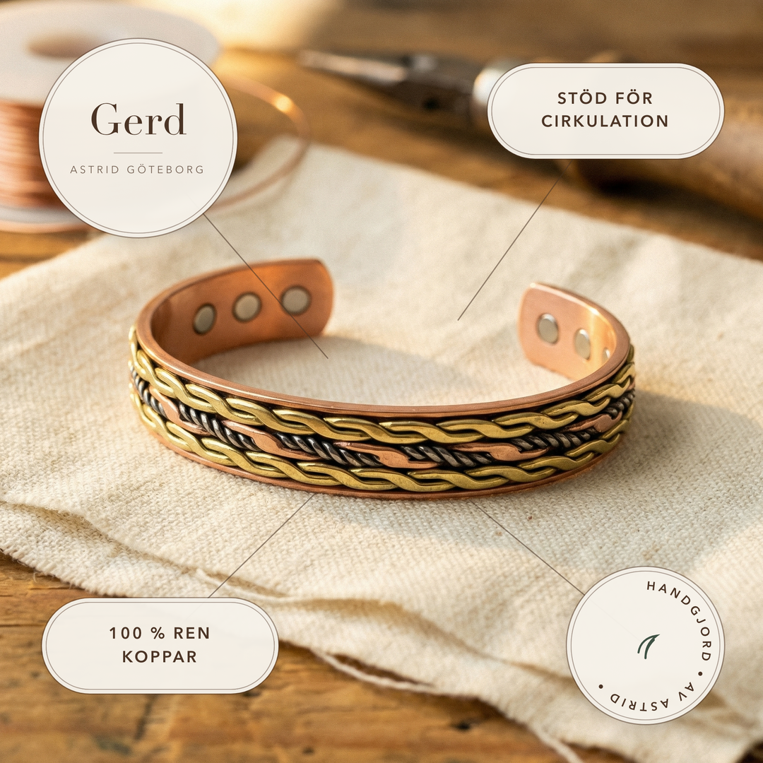 Gerd – Handvävt koppararmband med magneter