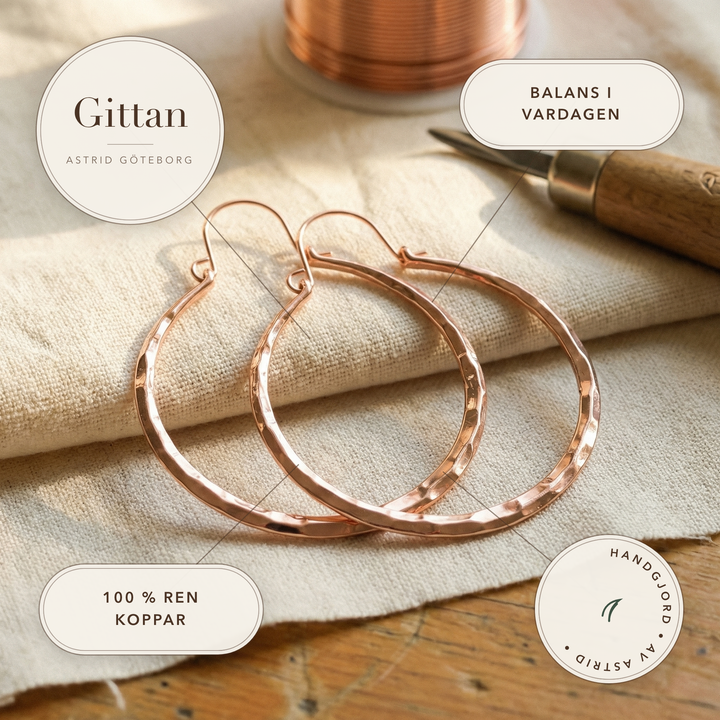 Gittan – Handsmidda hoops i koppar