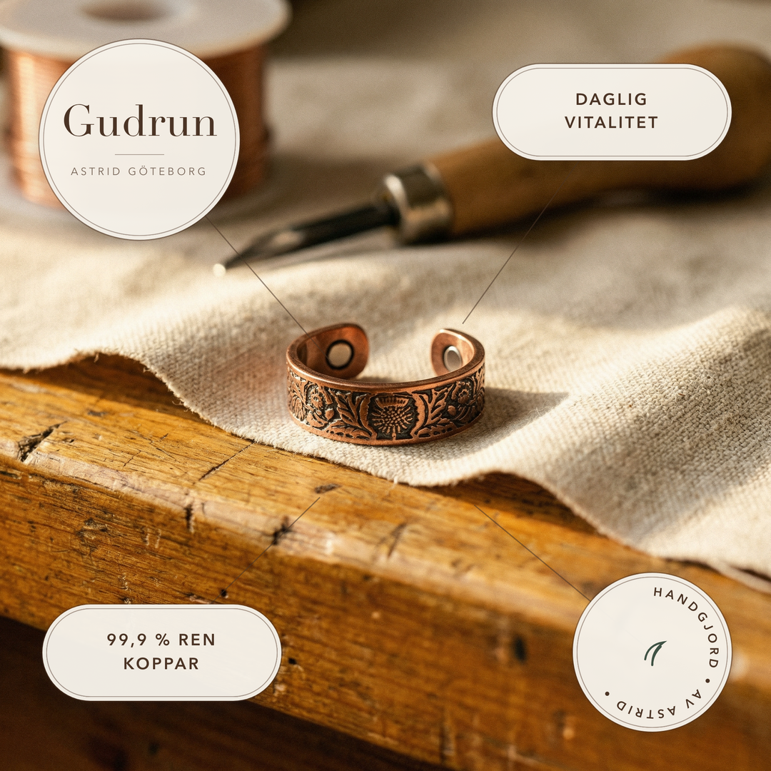 Gudrun – Handgraverad ring i koppar