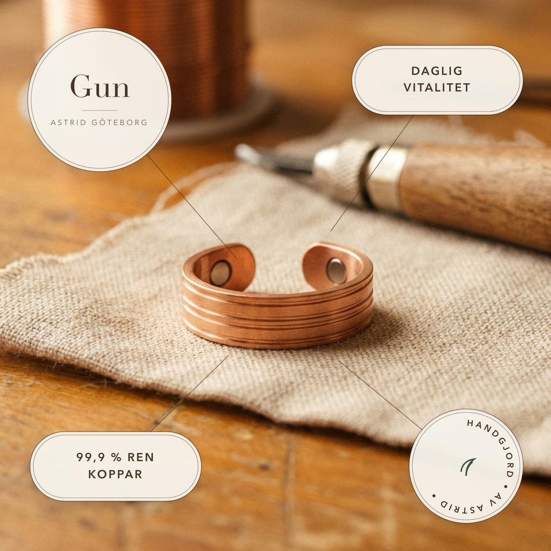 Gun – Magnetring i handarbetat koppar