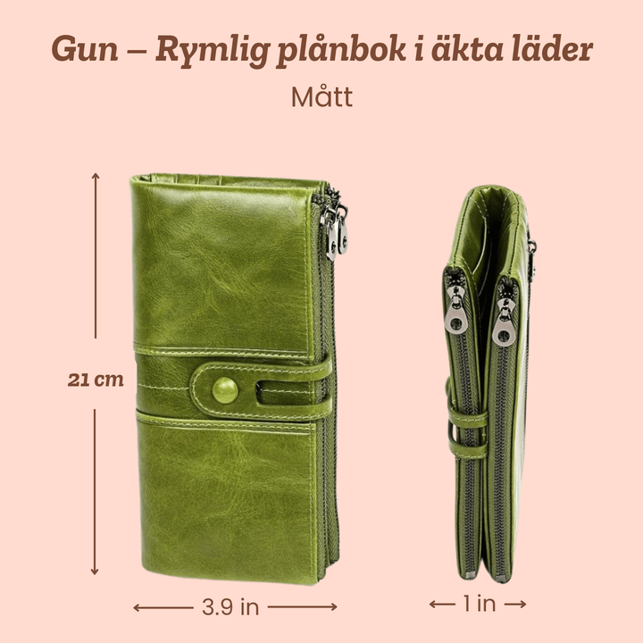 Gun – Rymlig plånbok i äkta läder