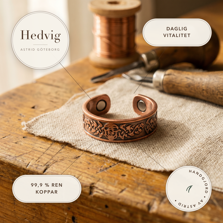 Hedvig – Handgraverad ring i rent koppar