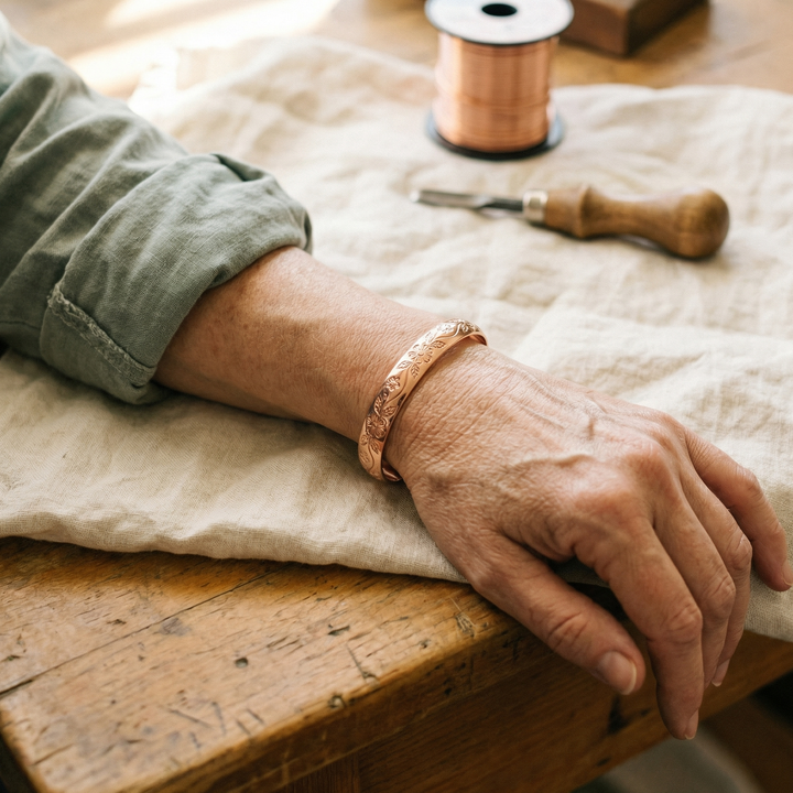 Signe – Handgraverat armband med blommönster