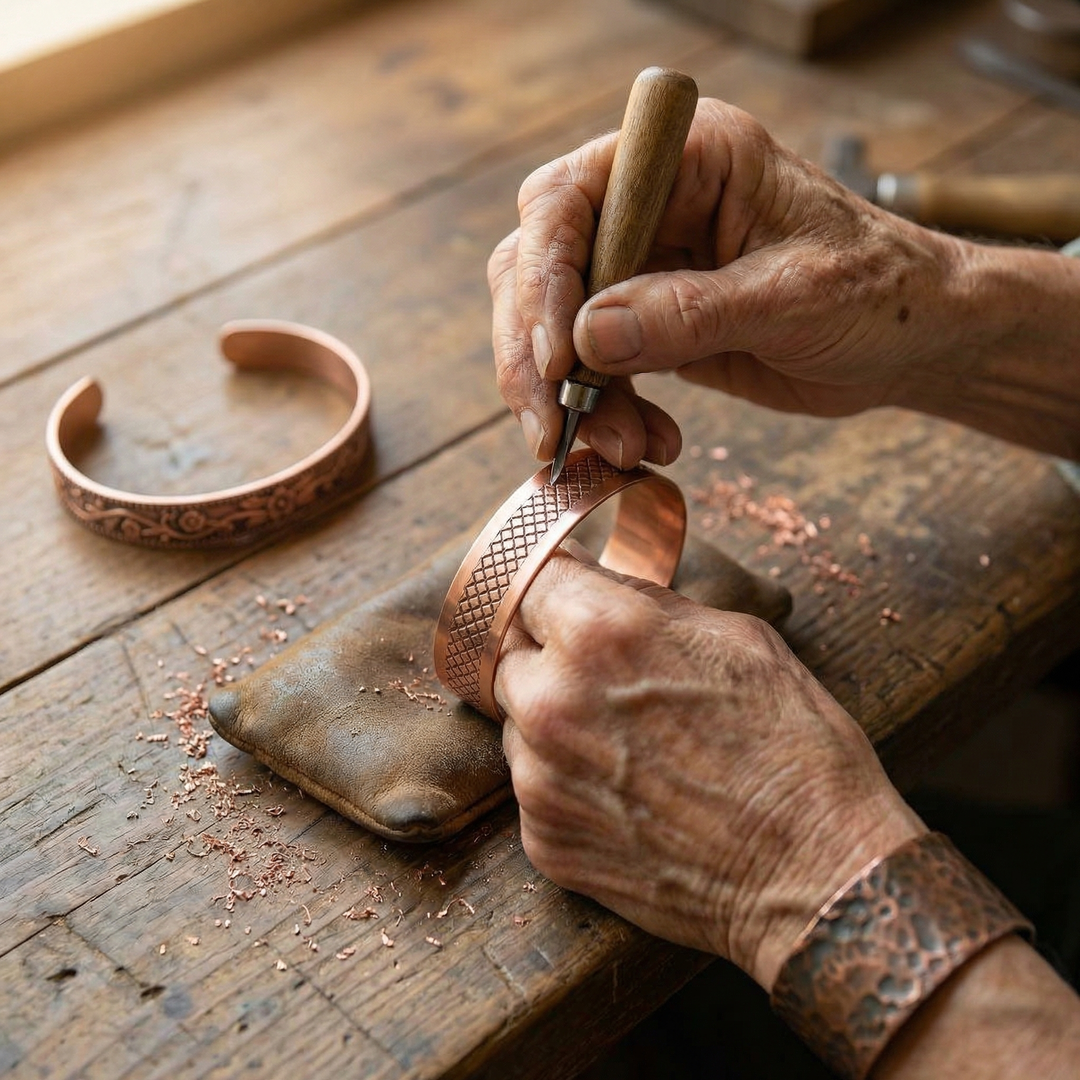 Johanna – Handgraverade koppararmband med magneter