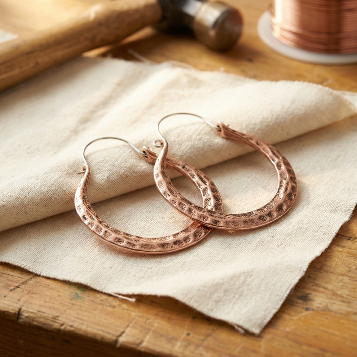 Harriet – Handhamrade hoops i metallring