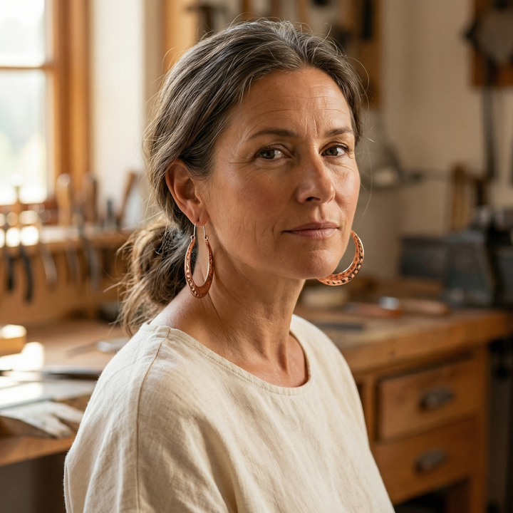 Harriet – Handhamrade hoops i metallring