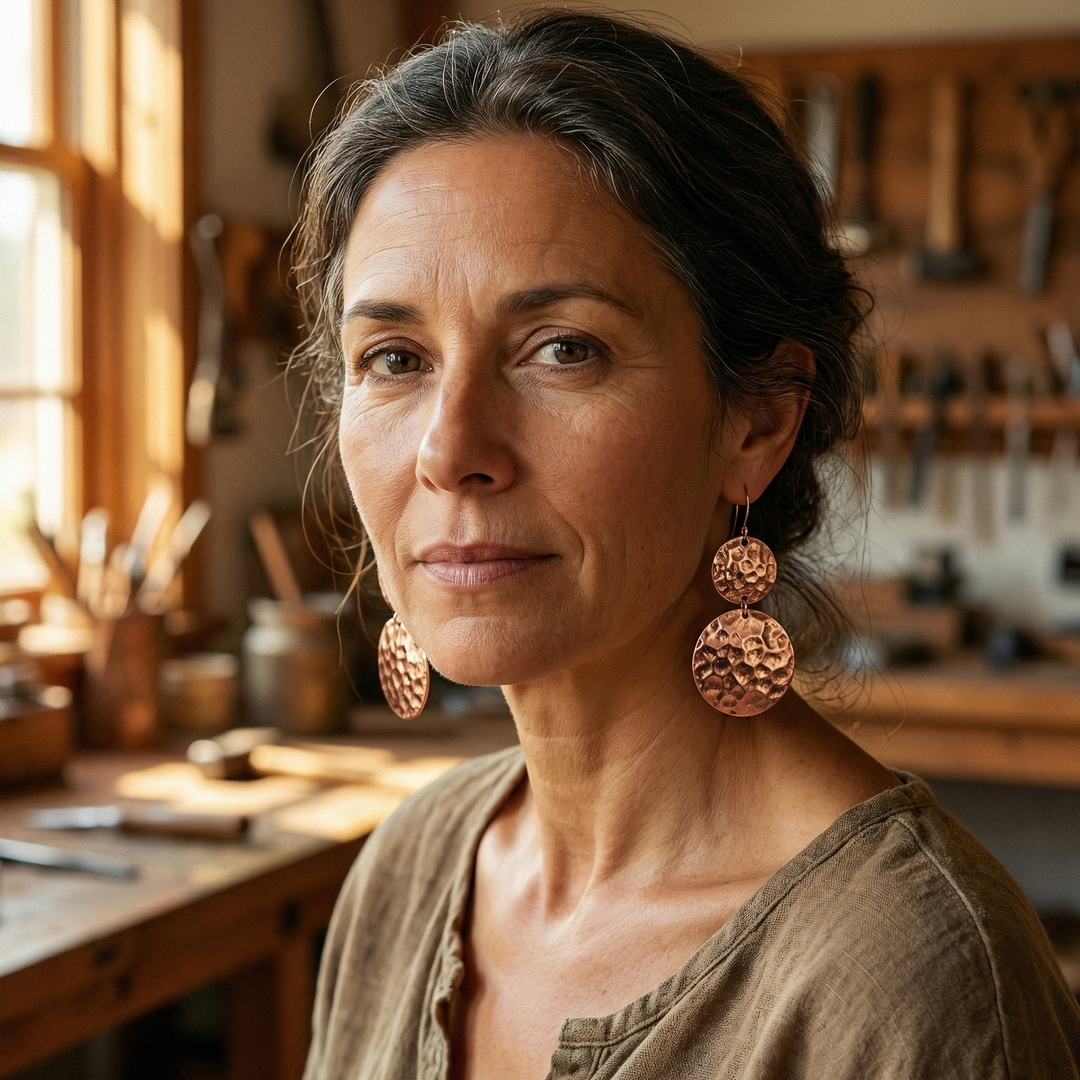 Tilda – Hantverkade dubbeldisk-örhängen
