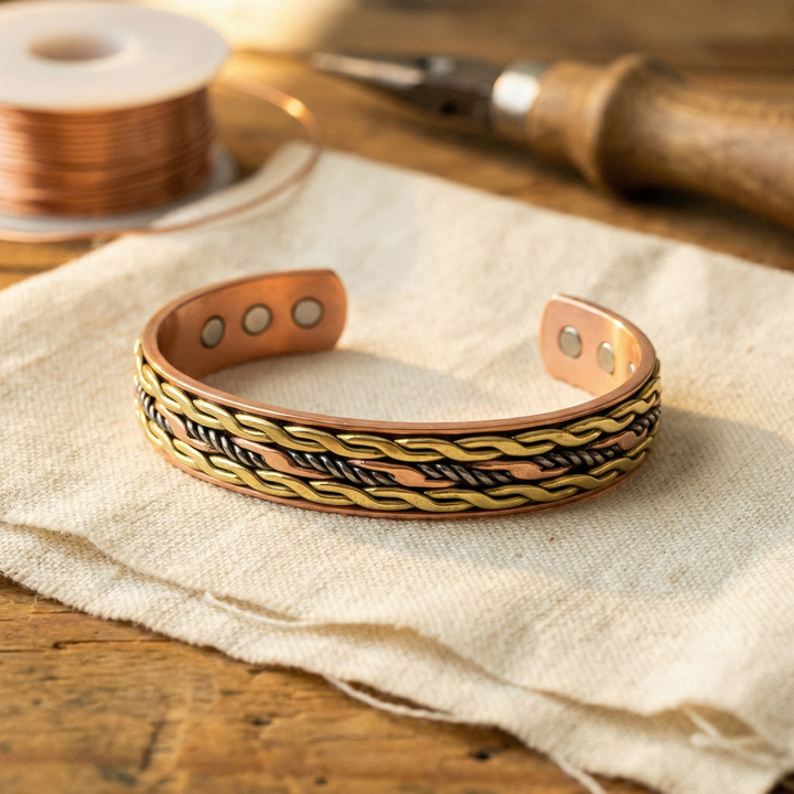 Gerd – Handvävt koppararmband med magneter