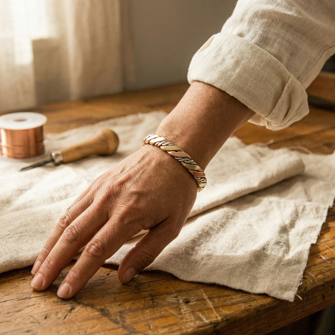 Marianne – Handtvinnat magnetarmband i metall
