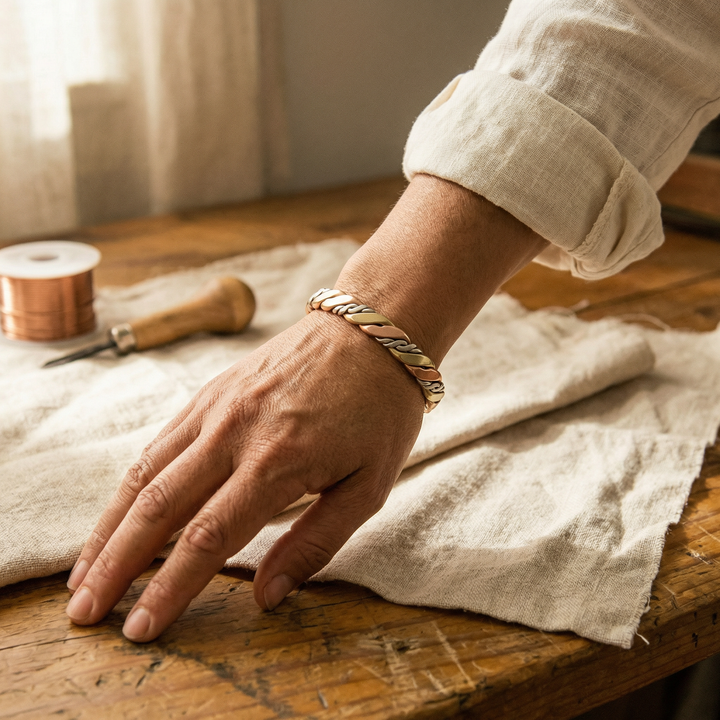 Marianne – Handtvinnat magnetarmband i metall
