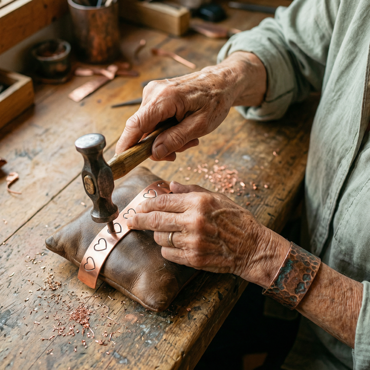 Kristina – Handstämplat armband med hjärtmönster