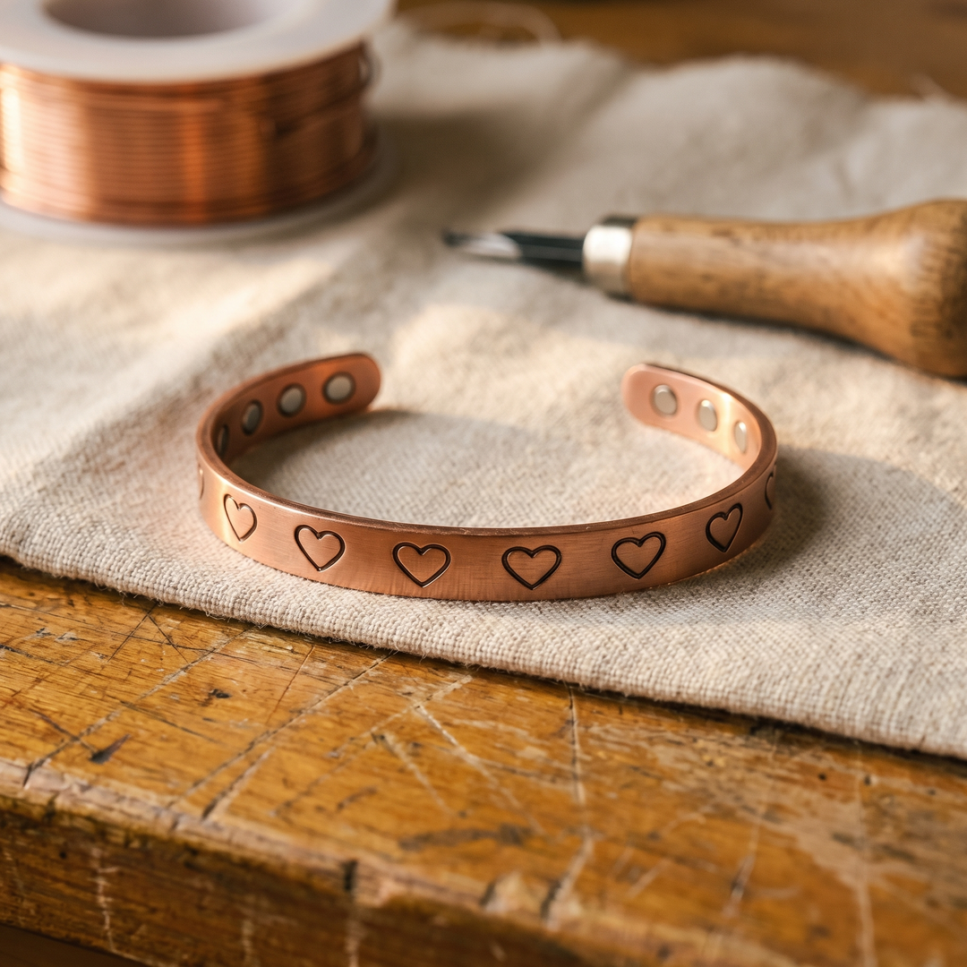 Kristina – Handstämplat armband med hjärtmönster