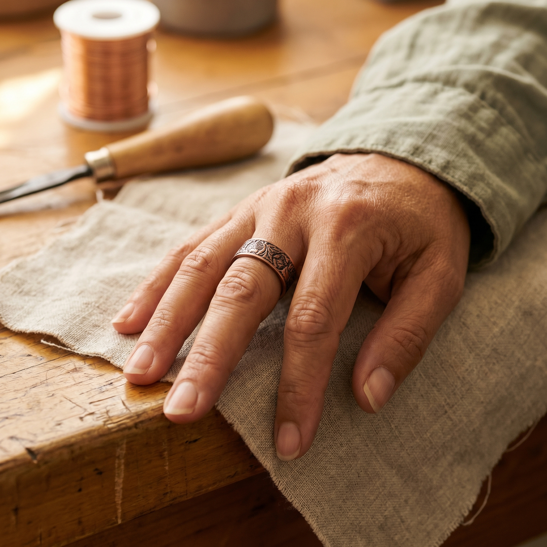 Gudrun – Handgraverad ring i koppar