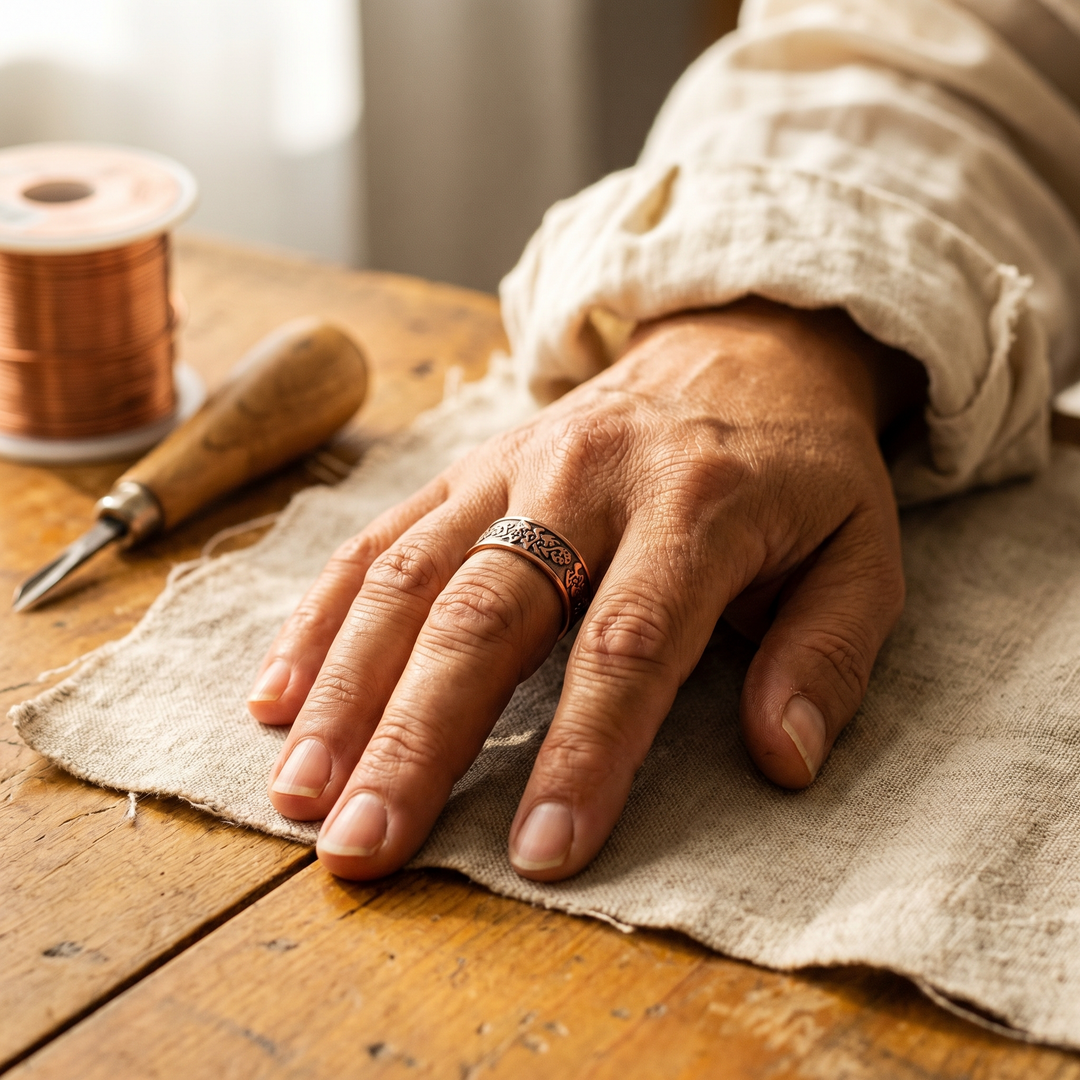 Hedvig – Handgraverad ring i rent koppar
