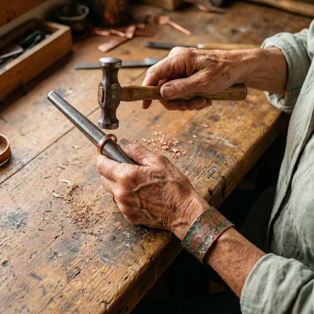 Frida – Handformat armband i rent koppar