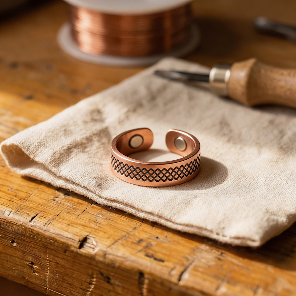 Sara – Handgraverad ring i koppar med magneter