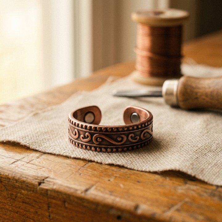 Birgitta – Handgraverat koppararmband med magneter