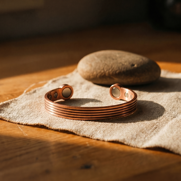 Anita – Handgjort koppararmband med räfflor
