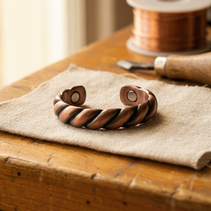 Frida – Handformat armband i rent koppar