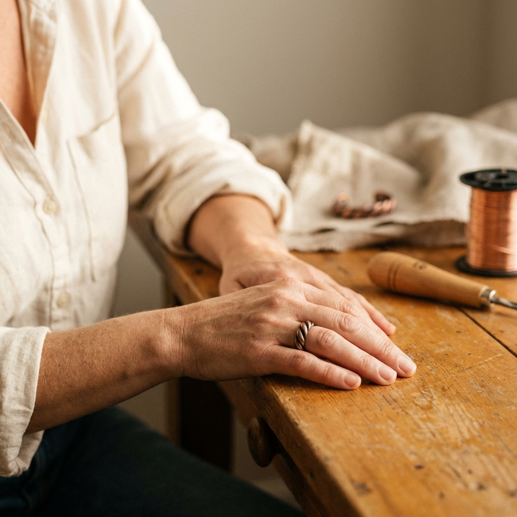 Frida – Handformat armband i rent koppar