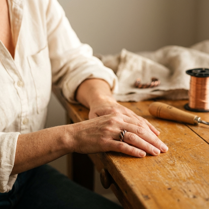 Frida – Handformat armband i rent koppar