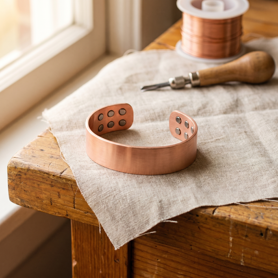 Alva – Bred manschettarmband i koppar