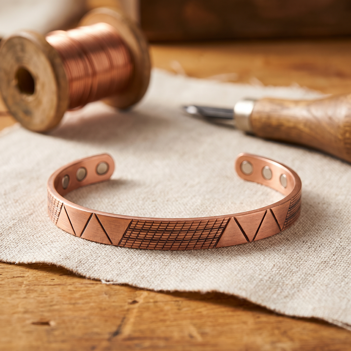 Berit – Handgraverat koppararmband med magneter