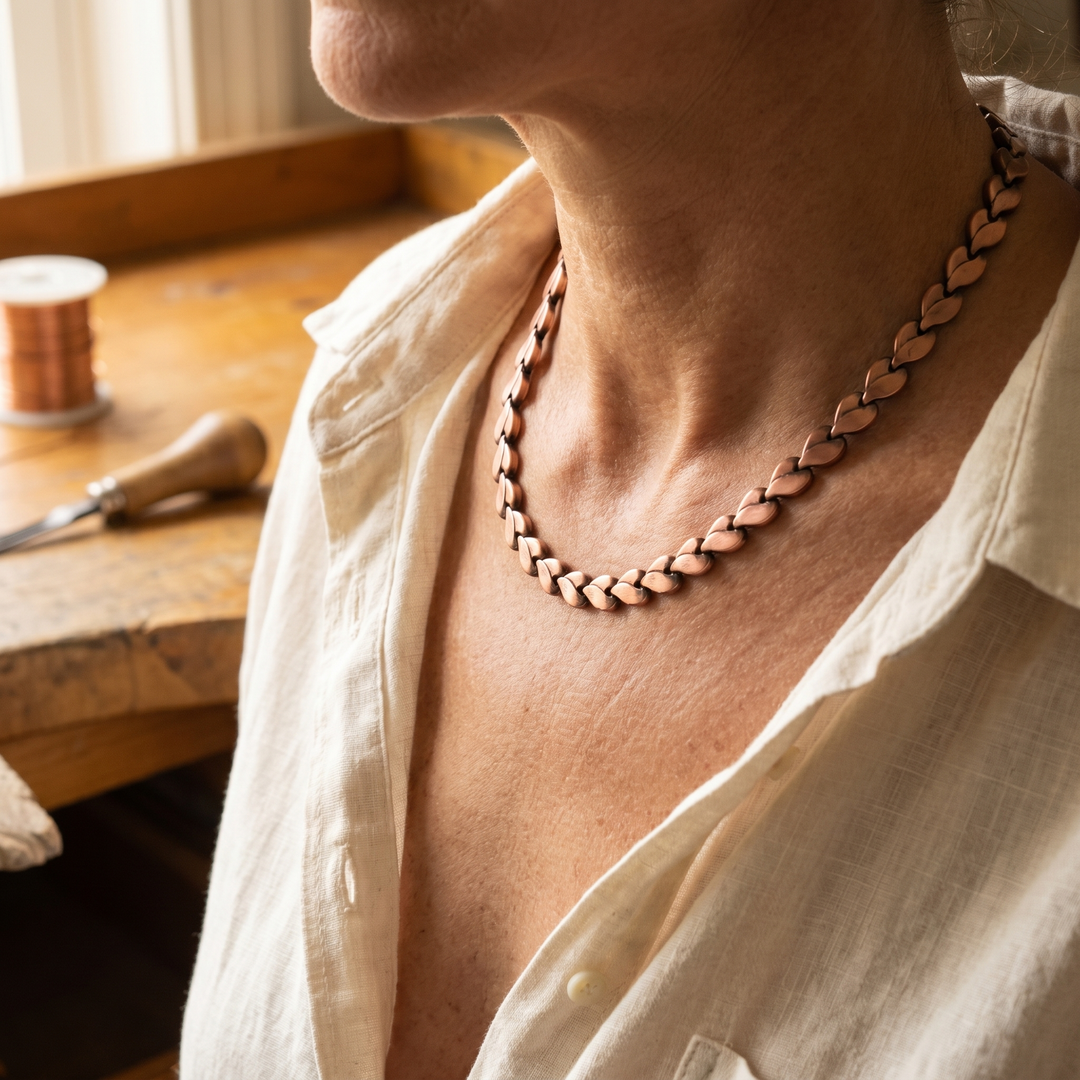 Barbro – Handgjort halsband i flätad kedja
