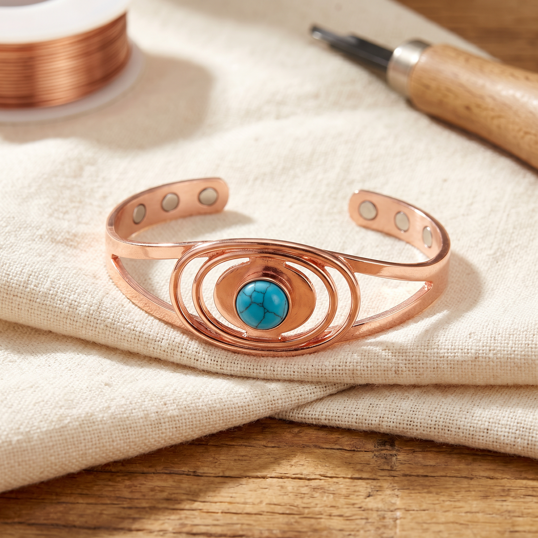 Viveka – Koppararmband med sten och magneter